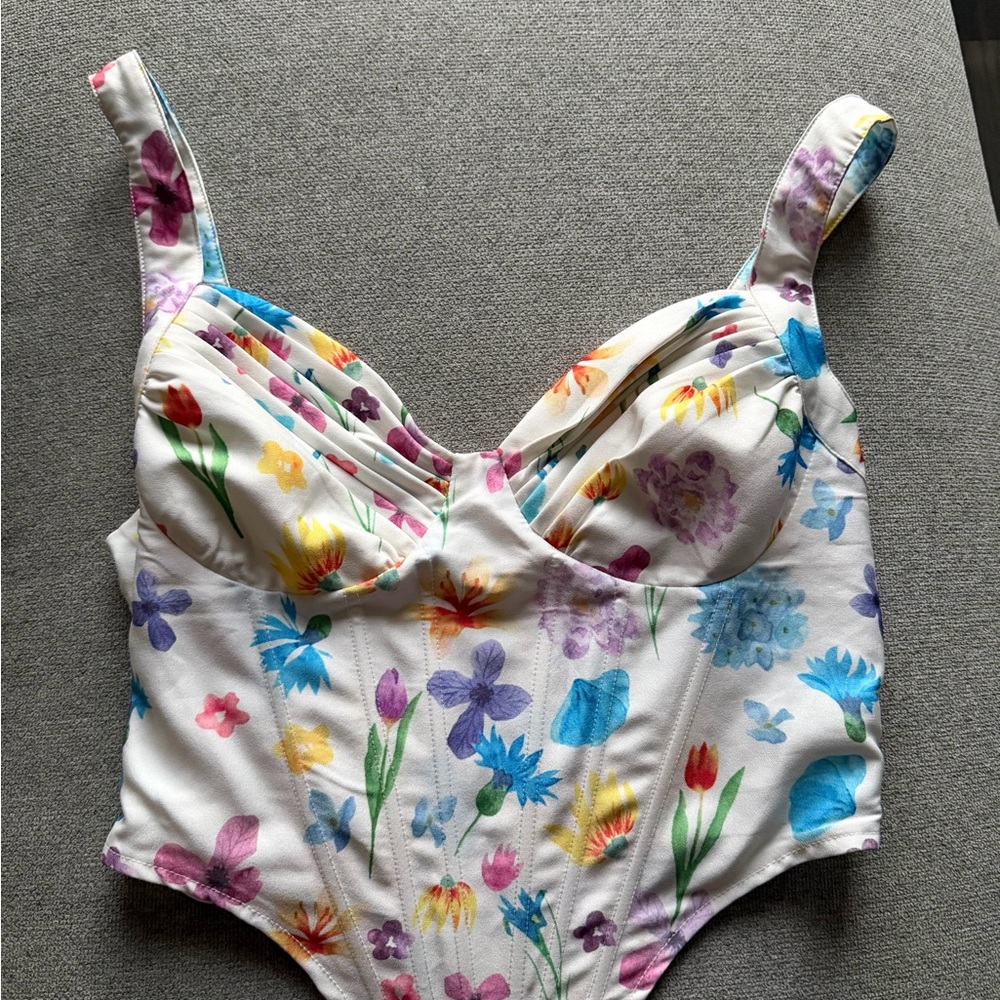 Vibrant Floral Bustier Top